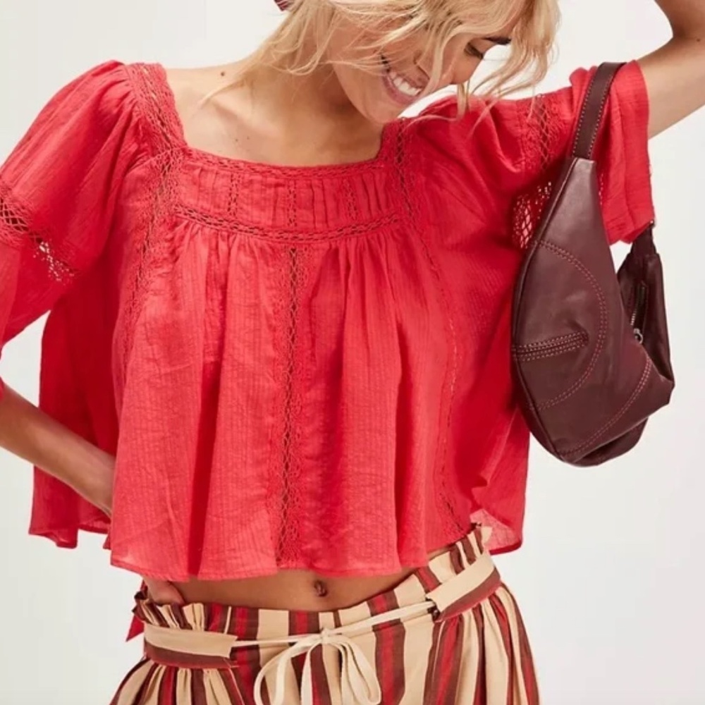 Free People Can’t Help Lovin’ You Top in Poppy Red - Picture 2 of 6